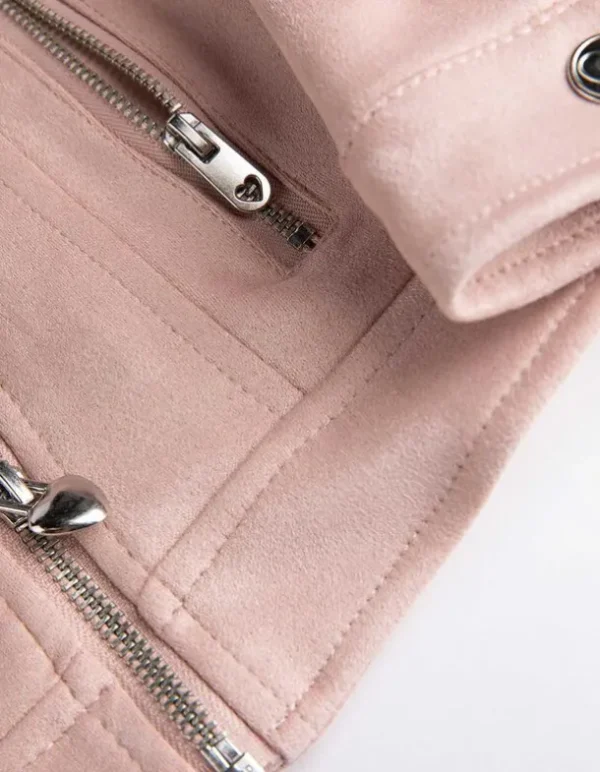 Bikerjacke - Kunstleder - rosa