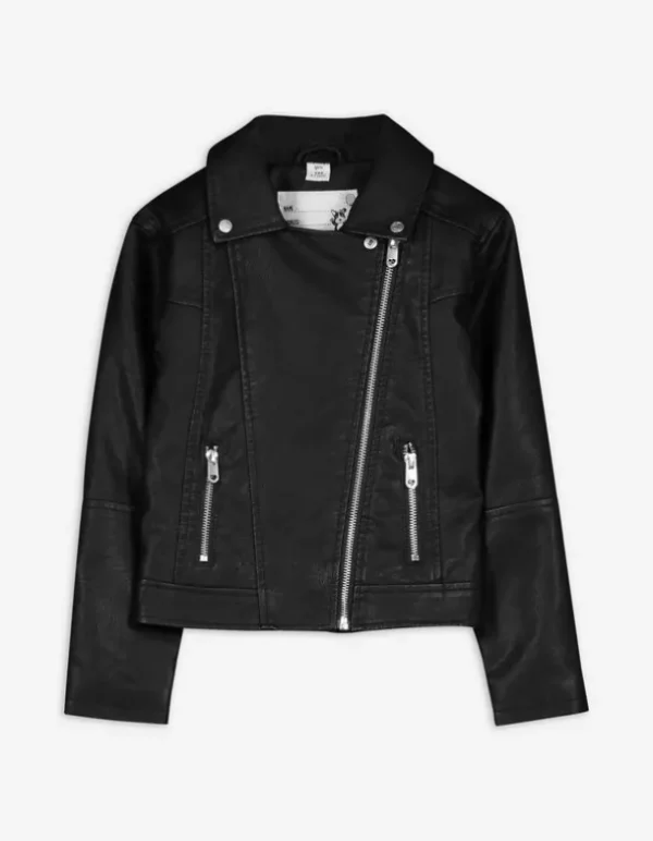 Bikerjacke - Kunstleder - schwarz