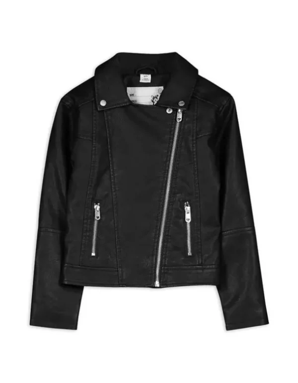Bikerjacke - Kunstleder - schwarz