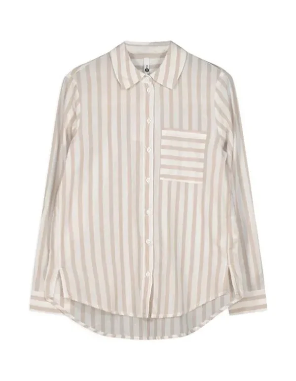 Bluse - Brusttasche - beige