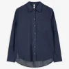 Bluse - Brusttasche - dunkelblau