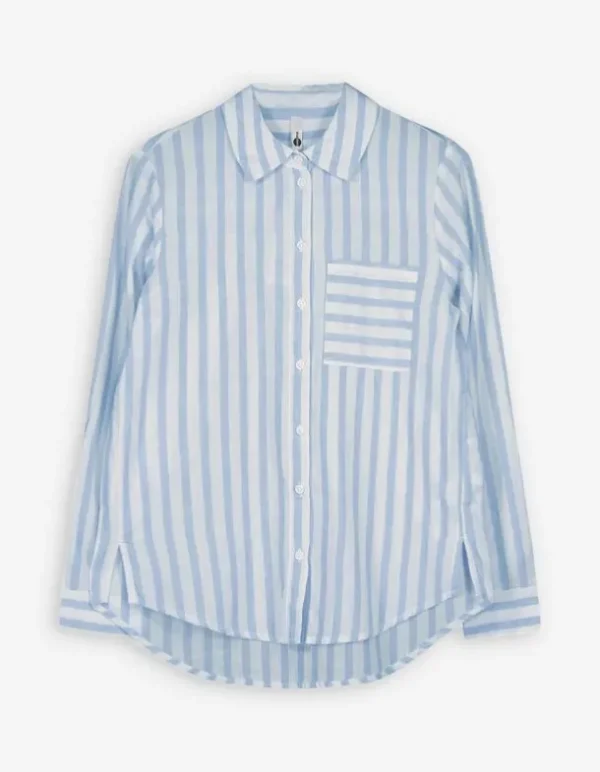 Bluse - Brusttasche - dunkelblau