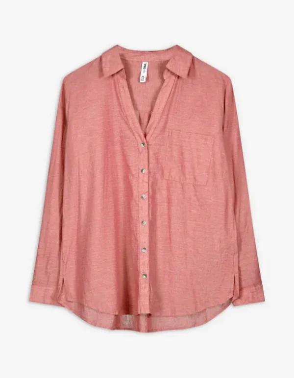 Bluse - Brusttasche - dunkelrot