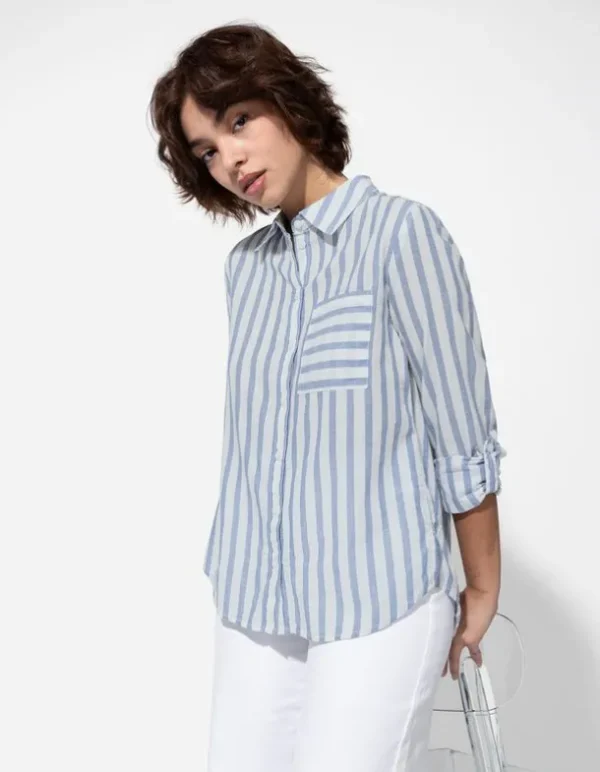 Bluse - Brusttasche - dunkelblau