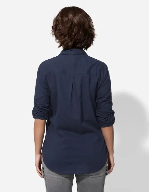 Bluse - Brusttasche - dunkelblau