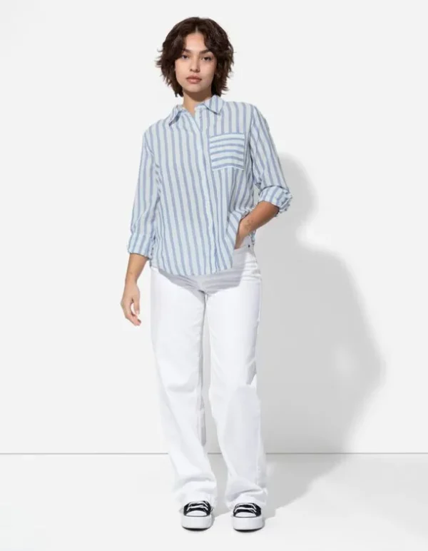 Bluse - Brusttasche - dunkelblau