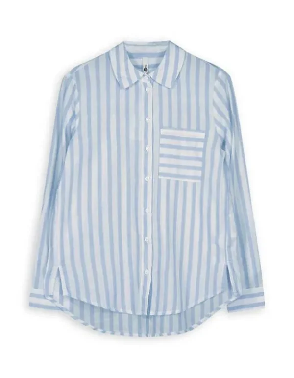 Bluse - Brusttasche - dunkelblau