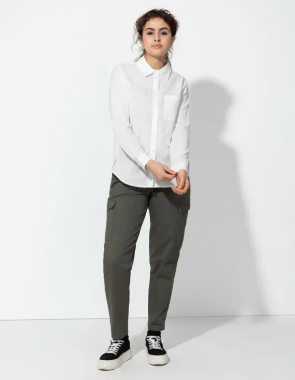 Bluse - Brusttasche - weiß