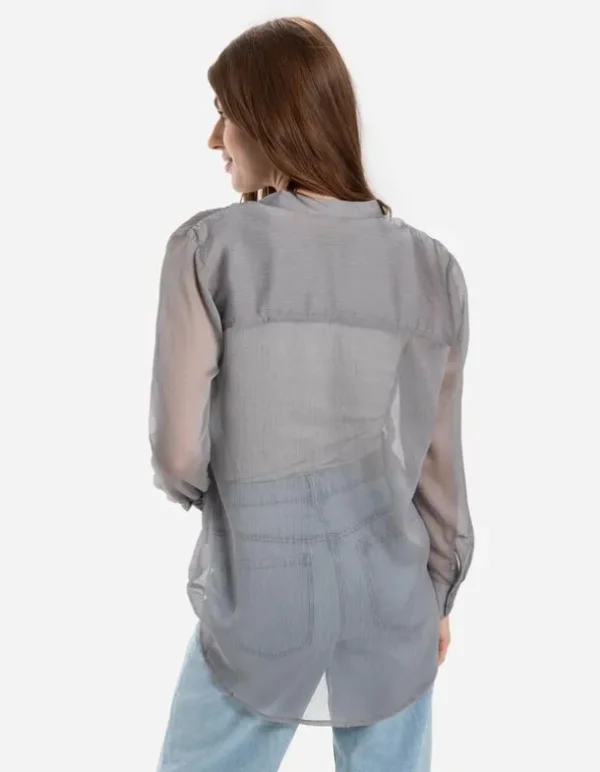 Bluse - Chiffon - grau