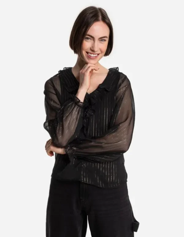 Bluse - Chiffon - schwarz