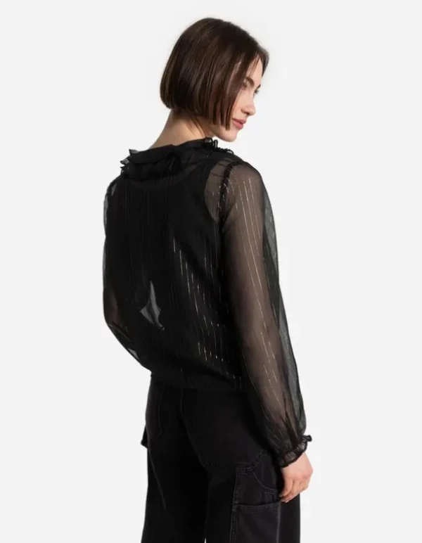 Bluse - Chiffon - schwarz