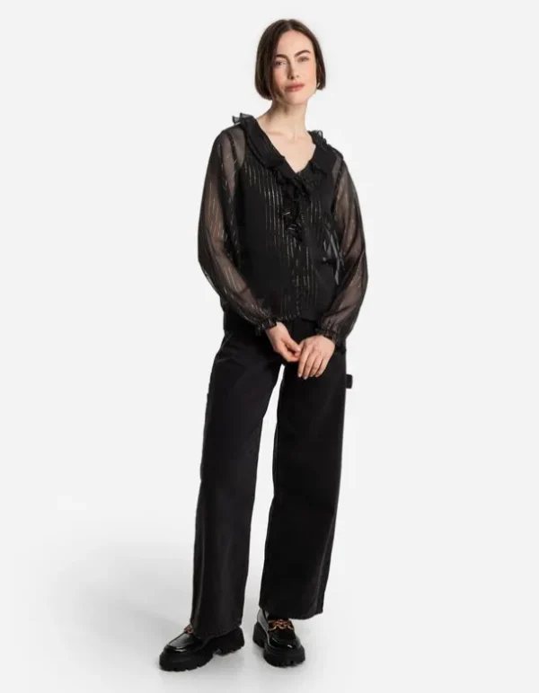 Bluse - Chiffon - schwarz