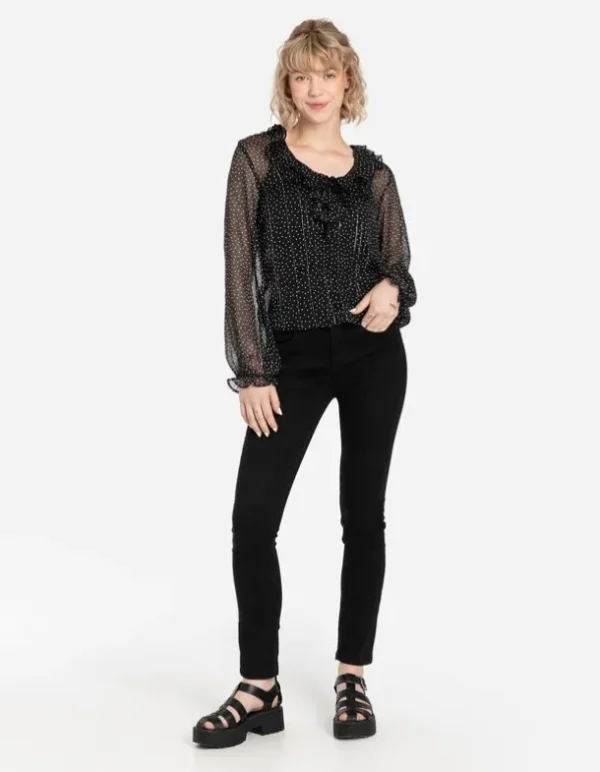 Bluse - Chiffon - schwarz