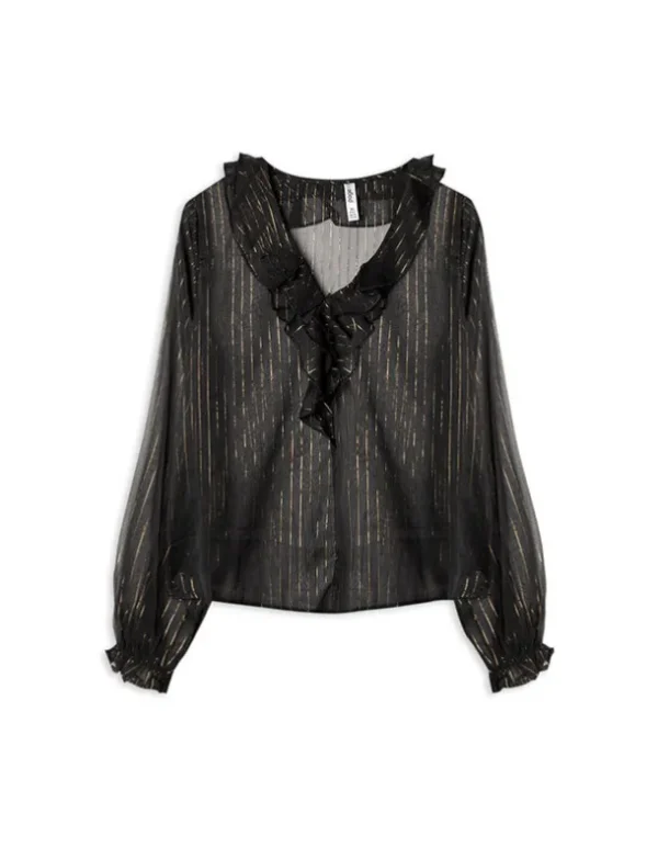 Bluse - Chiffon - schwarz
