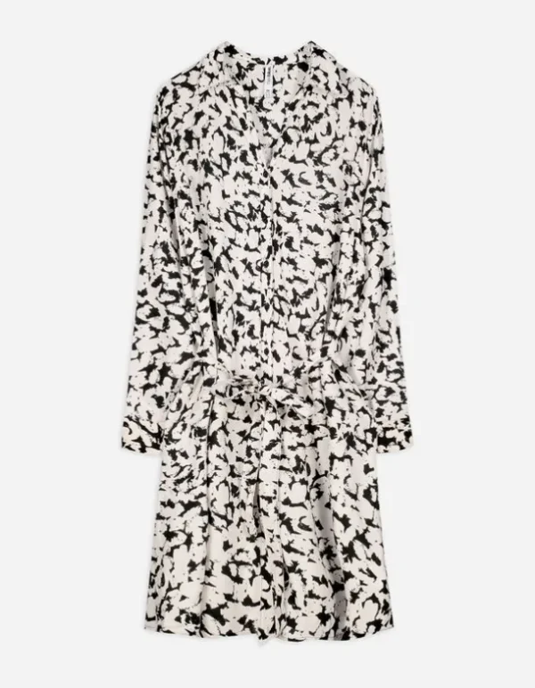 Blusenkleid - Allover-Muster - weiß