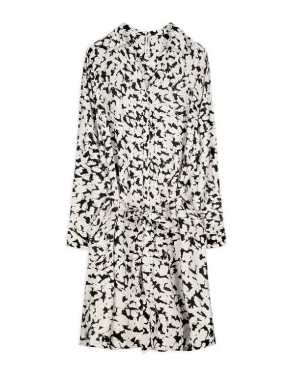 Blusenkleid - Allover-Muster - weiß