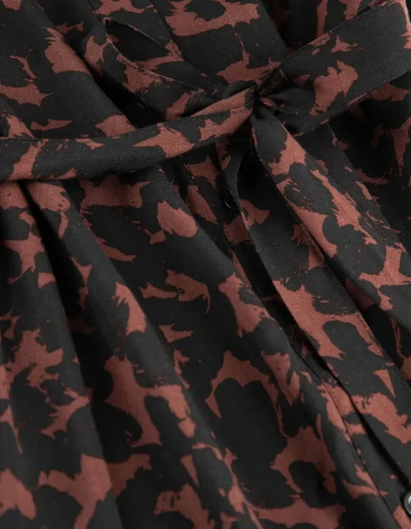 Blusenkleid - Allover-Muster - dunkelbraun