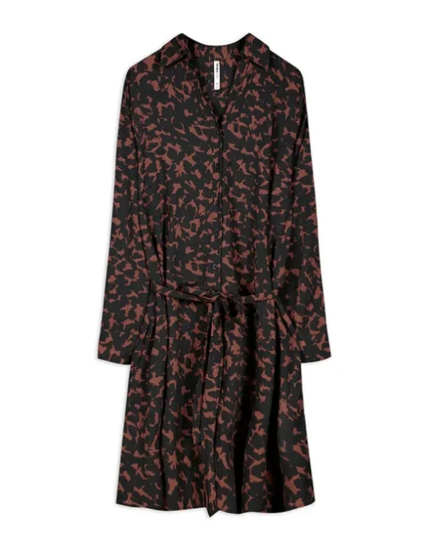Blusenkleid - Allover-Muster - dunkelbraun