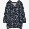 Blusenshirt - Allover-Print - dunkelblau
