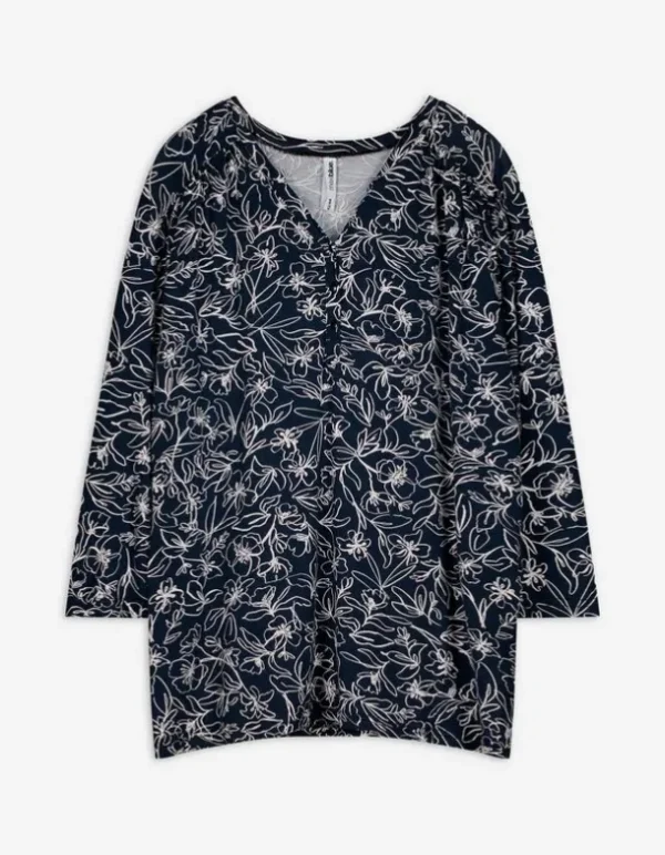 Blusenshirt - Allover-Print - dunkelblau