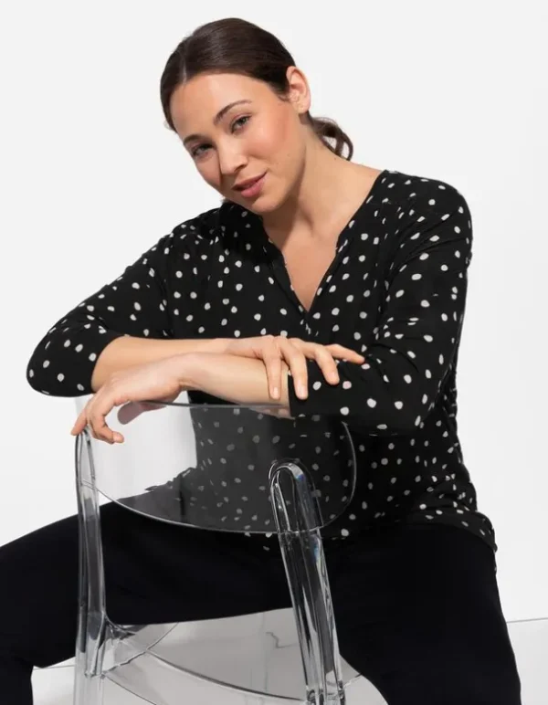 Blusenshirt - Allover-Print - schwarz