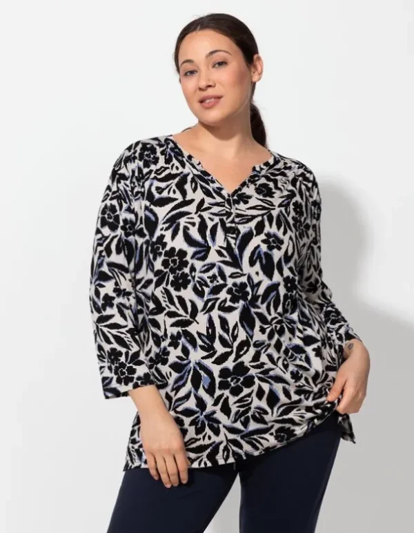 Blusenshirt - Allover-Print - beige