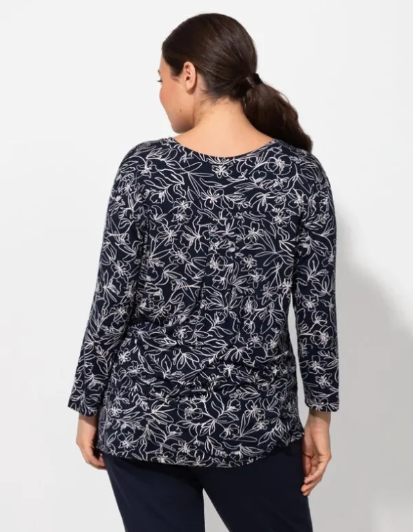 Blusenshirt - Allover-Print - dunkelblau