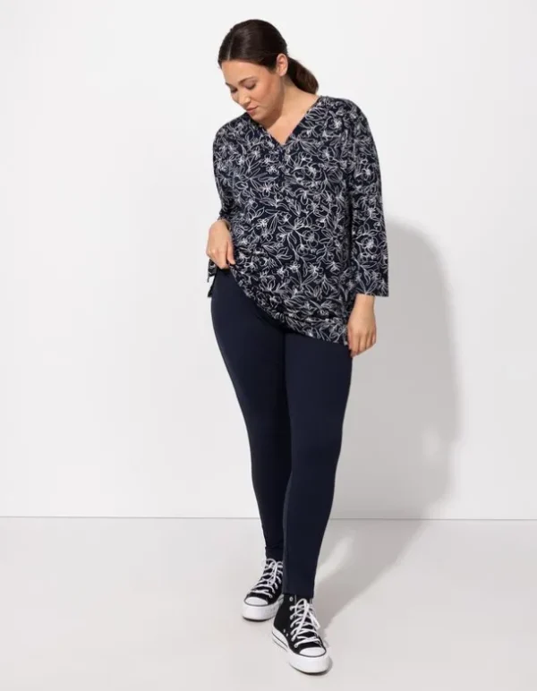 Blusenshirt - Allover-Print - dunkelblau