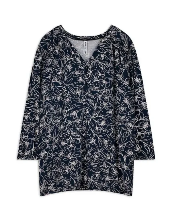 Blusenshirt - Allover-Print - dunkelblau