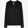 Blusenshirt - V-Ausschnitt - schwarz
