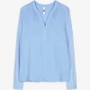 Blusenshirt - V-Ausschnitt - hellblau