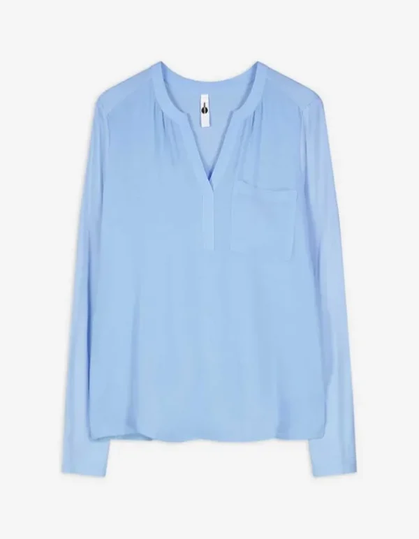 Blusenshirt - V-Ausschnitt - hellblau