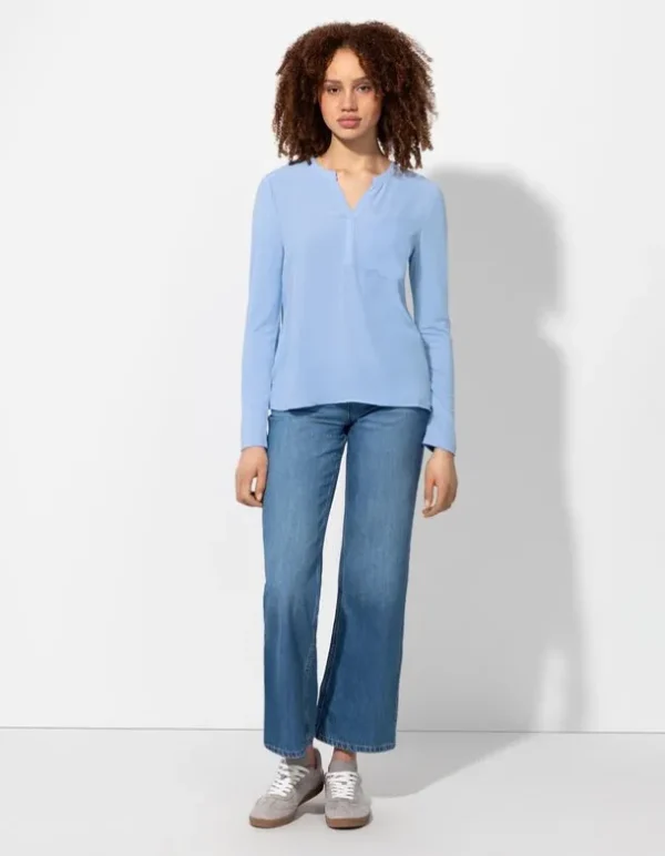 Blusenshirt - V-Ausschnitt - hellblau