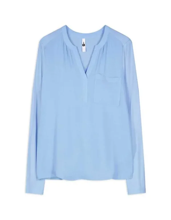 Blusenshirt - V-Ausschnitt - hellblau