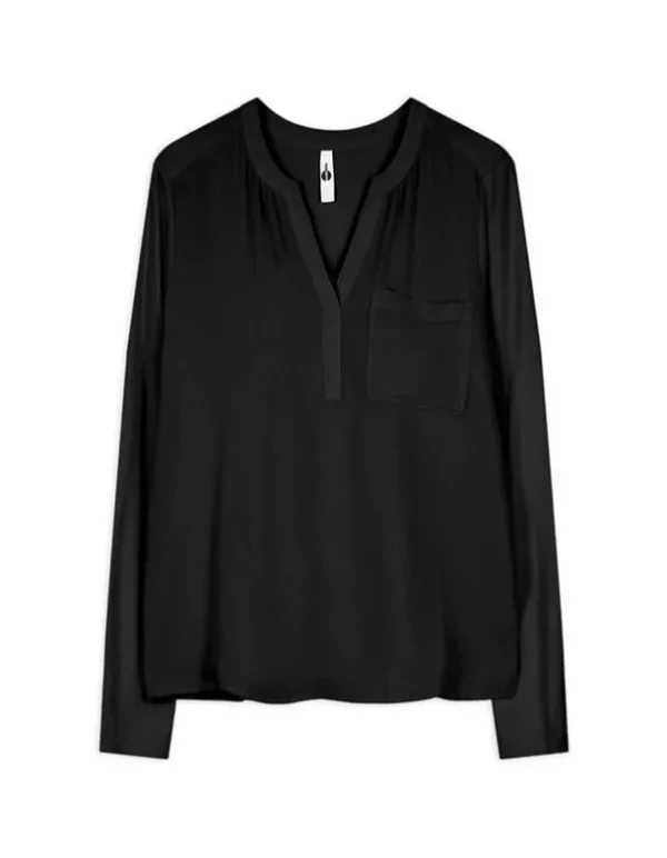Blusenshirt - V-Ausschnitt - schwarz