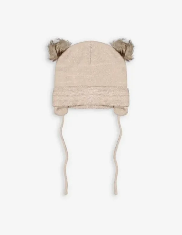 Bommelmütze - Fleecefutter - beige