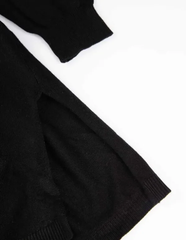 Cardigan - Bindegürtel - schwarz