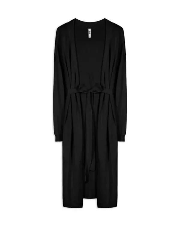 Cardigan - Bindegürtel - schwarz