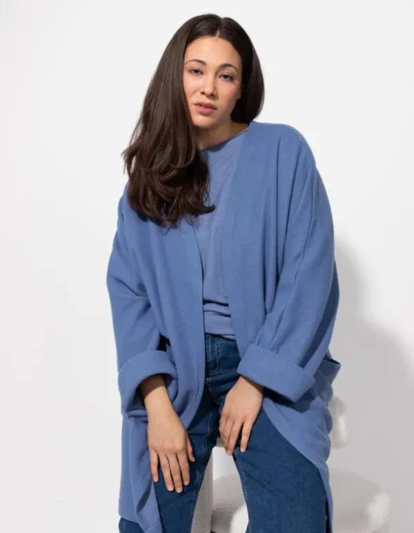 Cardigan - Eingrifftaschen - hellblau