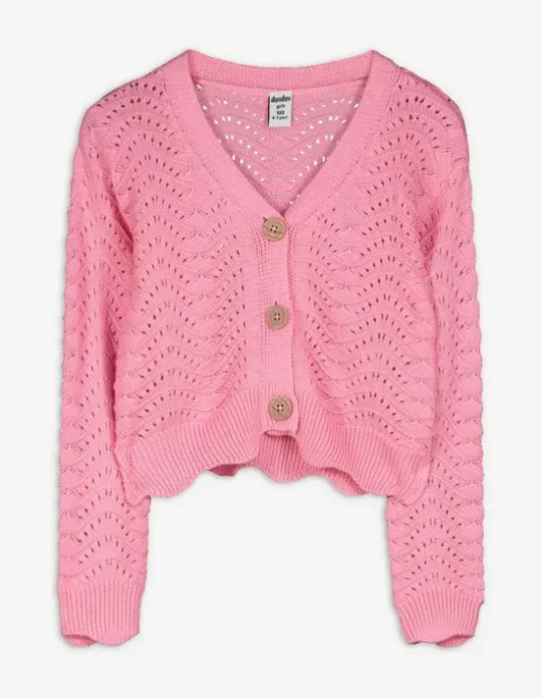 Cardigan - Lochstrick - pink