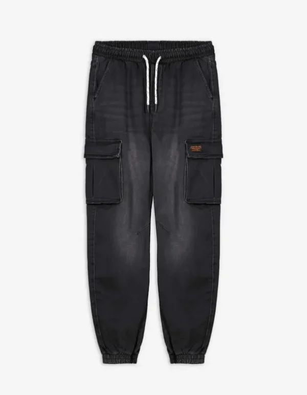Cargohose - Denim - schwarz