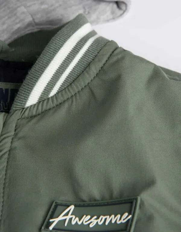 Collegejacke - Kapuze - dunkelgrün