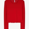 Cropped Langarmshirt - Rippenstruktur - rot