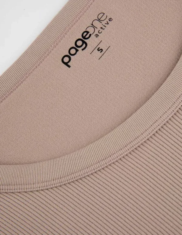 Cropped Shirt - Rippenstruktur - beige