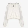 Cropped Sweatjacke - Kapuze mit Tunnelzug - weiß