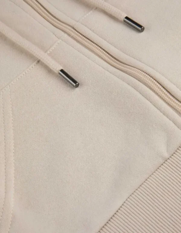 Cropped Sweatjacke - Kapuze mit Tunnelzug - beige