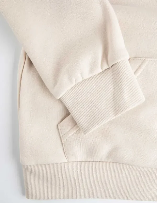 Cropped Sweatjacke - Kapuze mit Tunnelzug - beige