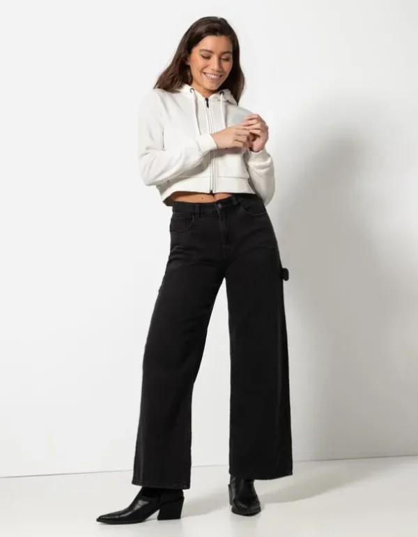 Cropped Sweatjacke - Kapuze mit Tunnelzug - weiß