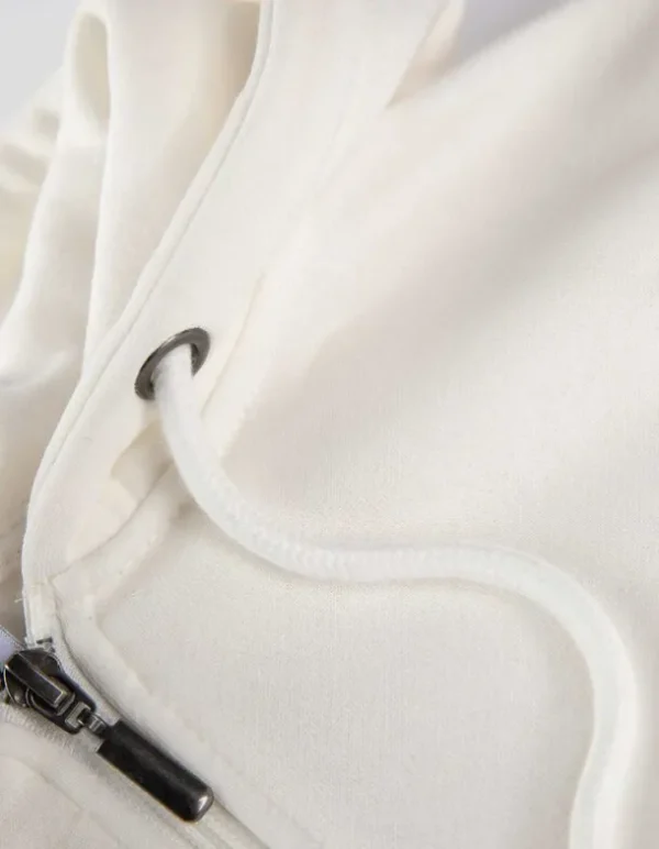 Cropped Sweatjacke - Kapuze mit Tunnelzug - weiß