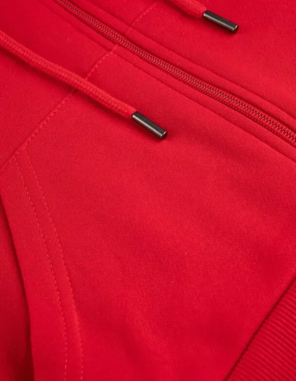 Cropped Sweatjacke - Kapuze mit Tunnelzug - rot